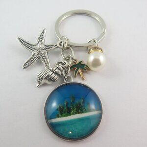 Beach Vacation Keychain Ocean Key Ring Starfish Seashell Keychain Tropical Beach